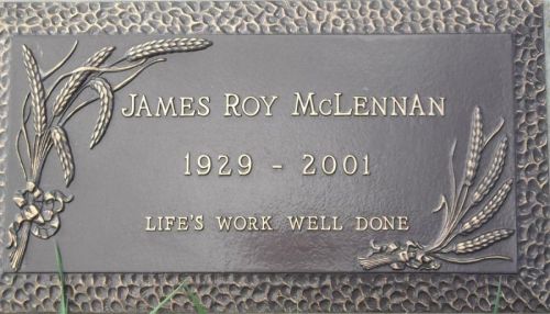 Photo of headstones/James Roy McLennan 1929-2001 hdstn Holden cem Alberta